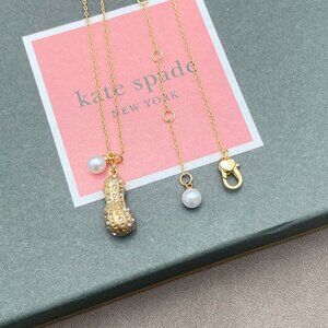 Kate Spade Peanut Necklace with Rhinestones and Pearls
